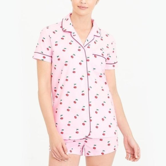 J. Crew Other - SOLD | J.Crew Poplin Sleep Shirt Pink Cherry